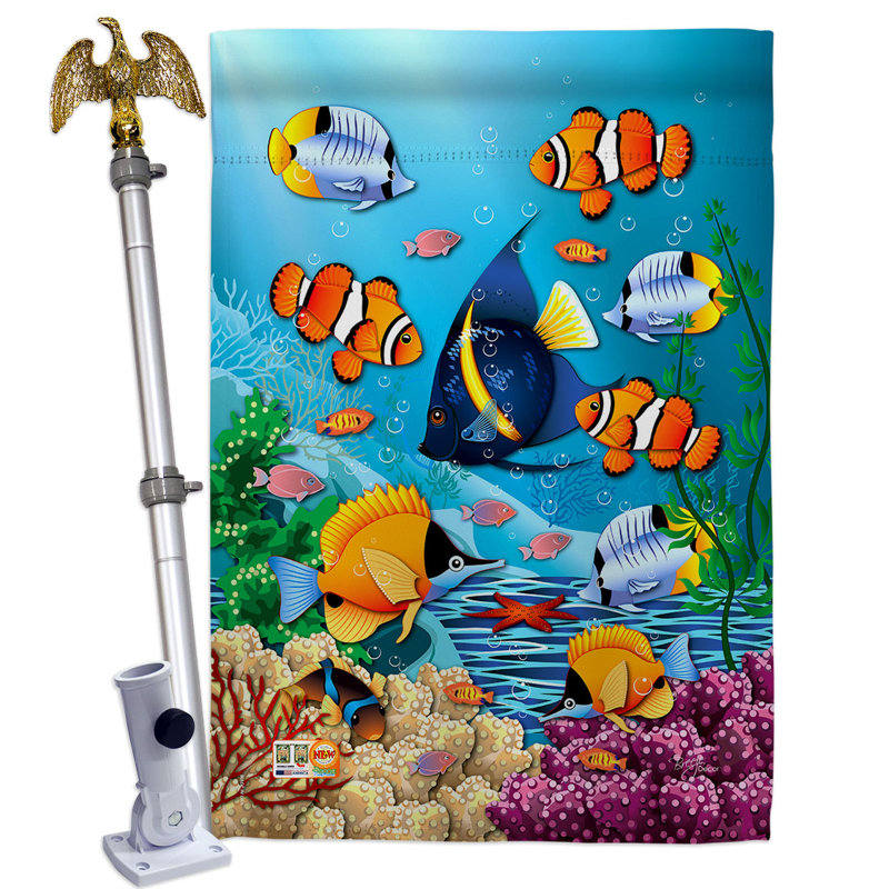 Ensemble de drapeaux en polyester 40 x 28 po Coral Life
