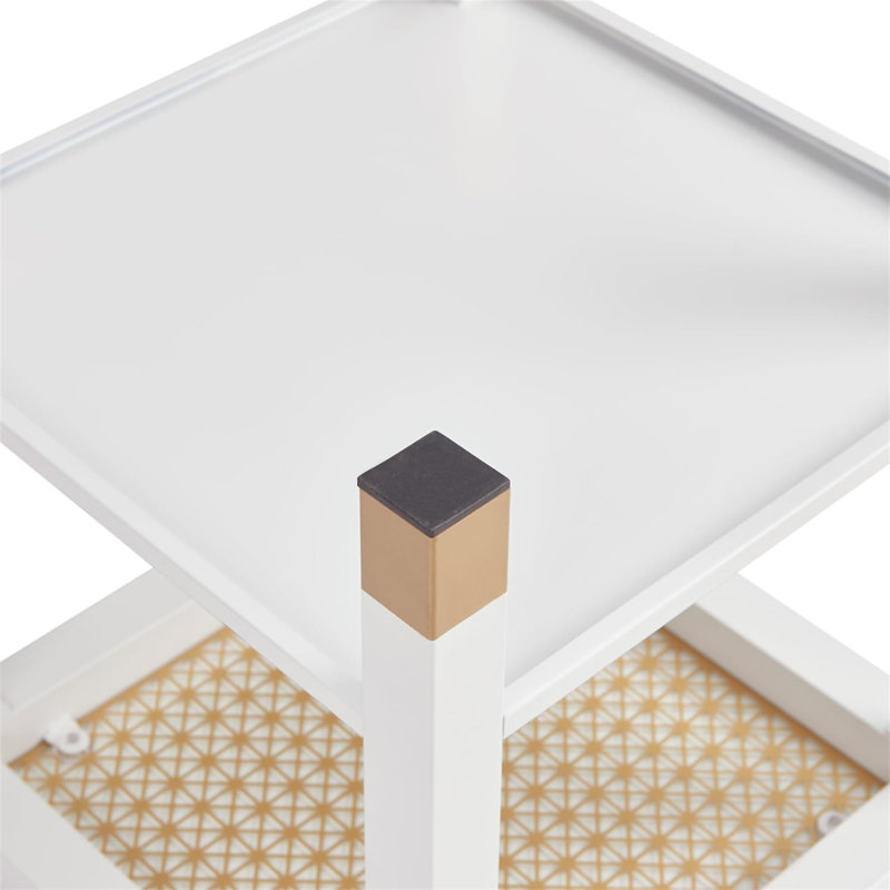 Table de bout en verre (seulement avec table basse), Blanc / Doré