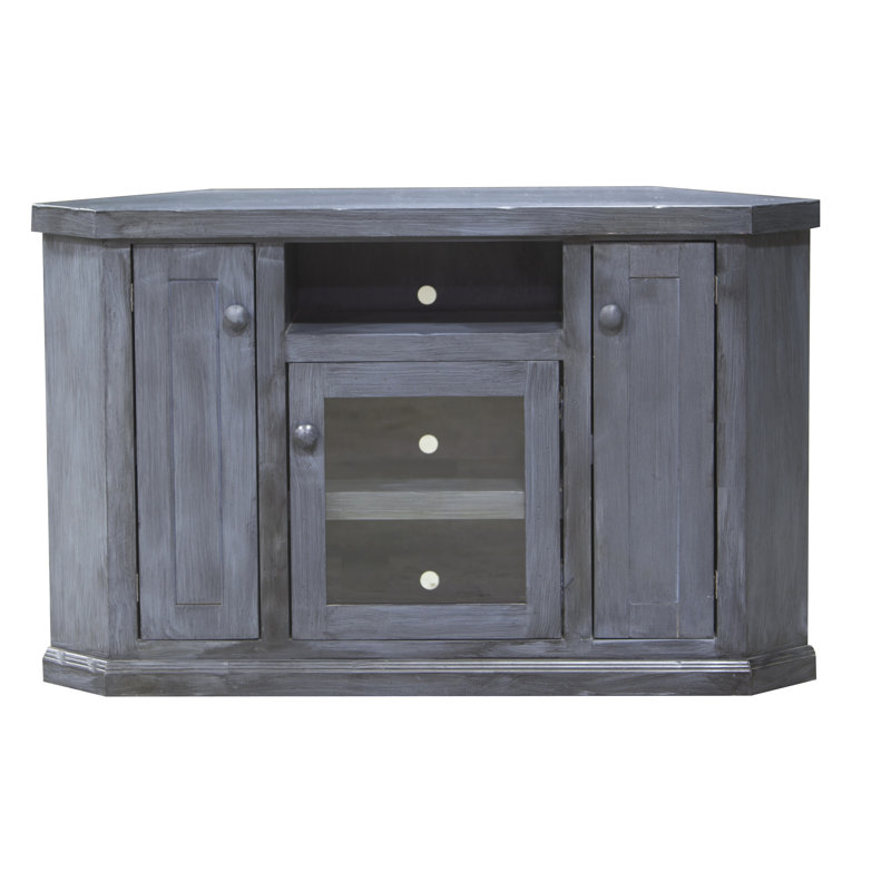 Meuble télé en bois massif pour téléviseur de 60 po ou moins Calistoga, Bleu minuit
