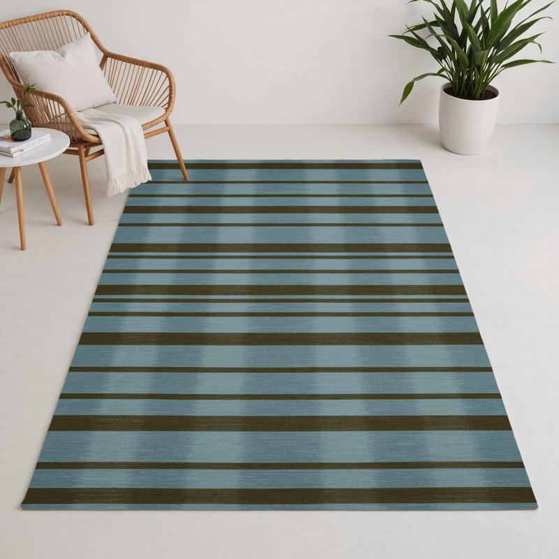 Tapis intérieur / extérieur gris HorizontalStripes, Rectangulaire 3 pi x 5 pi