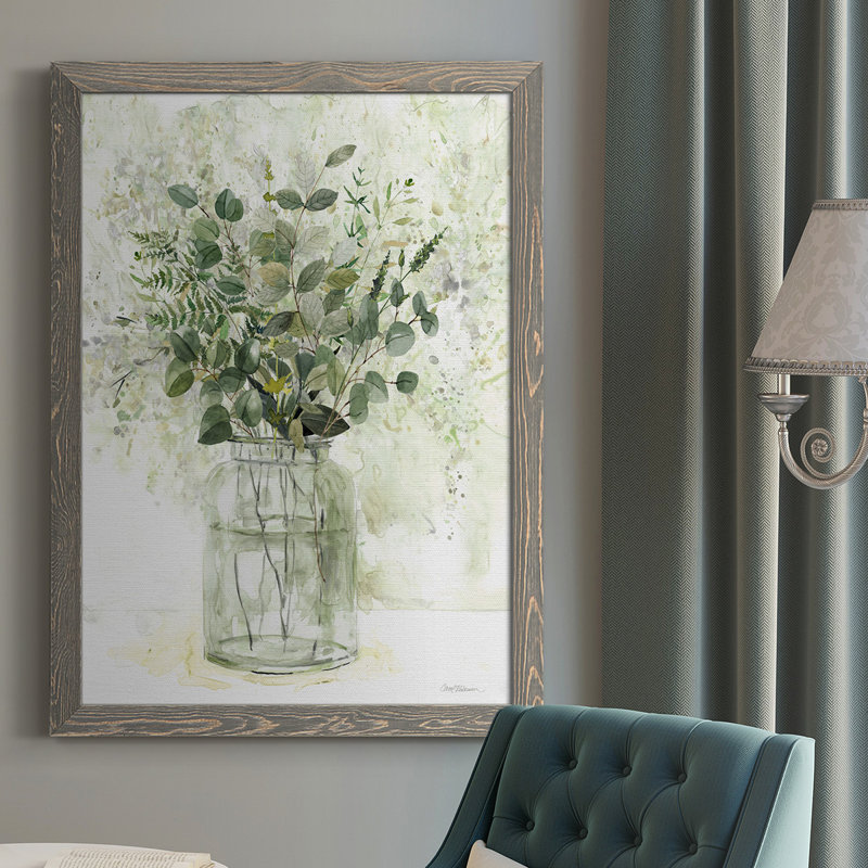 " Delicate Greenery II ", Gray Framed, 43.5" H x 31.5" W x 1" D