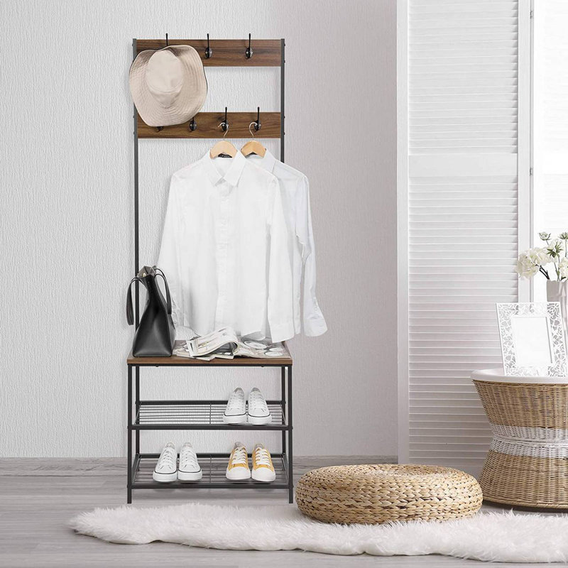 Kesler 60cm Industrial Pipe Clothing Rack, Brown/Black
