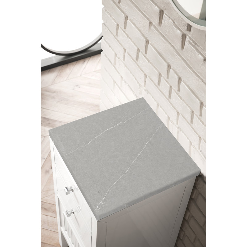 Athens 15" W Freestanding Bathroom Cabinet, Left Handed, Glossy White/Eternal Serena