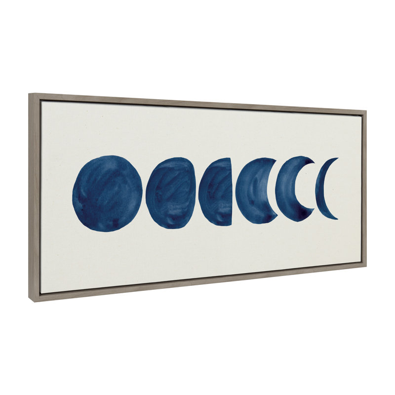 Linear Moon Phases by Teju Reval Framed Canvas Wall Art Print