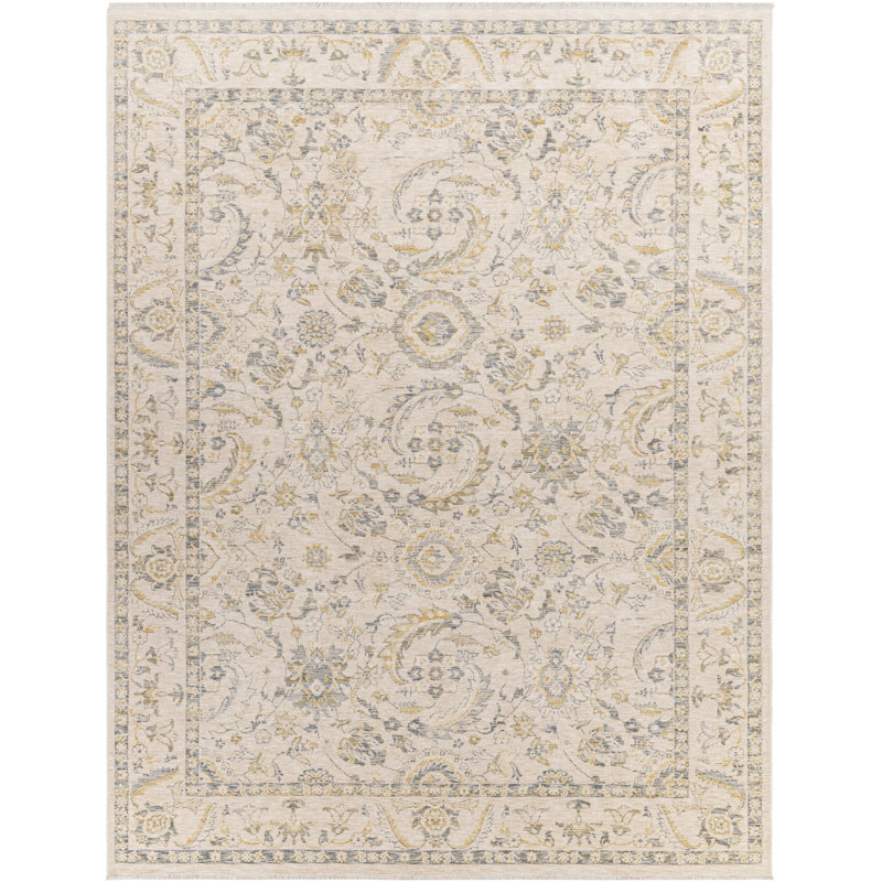 Jinhong Oriental Machine Made Power Loomed Polyester Area Rug in Beige, Rectangle 11'11" x 15'7"
