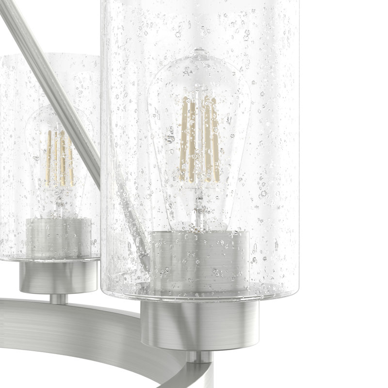 Hartland 6 - Light Unique / Statement Wagon Wheel Chandelier, Brushed Nickel