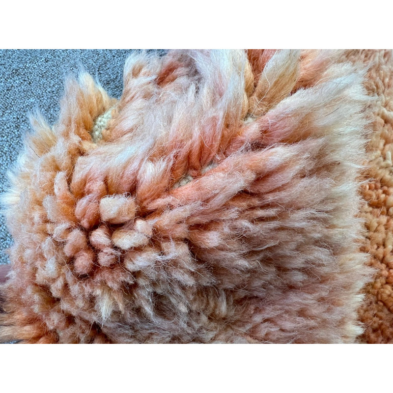 Tapis marocain contemporain noué à la main en rose tendre doux, 100% laine