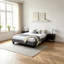 Lit plateforme tapissier contemporain en polyester de style lin gris, base de lit à profil bas grand format avec lattes de soutien renforcées, aucun sommier tapissier requis, assemblage simple-133226961