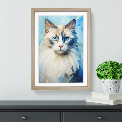 XYZ-FRM-V1223-5366 Ragdoll Cat Cubism No.2 - Single Picture Frame Print on Wood
