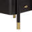 Black Curved Contemporary Nightstand, 2-Drawer Bedside Table With Feather Shaped Metal Handles-741118528