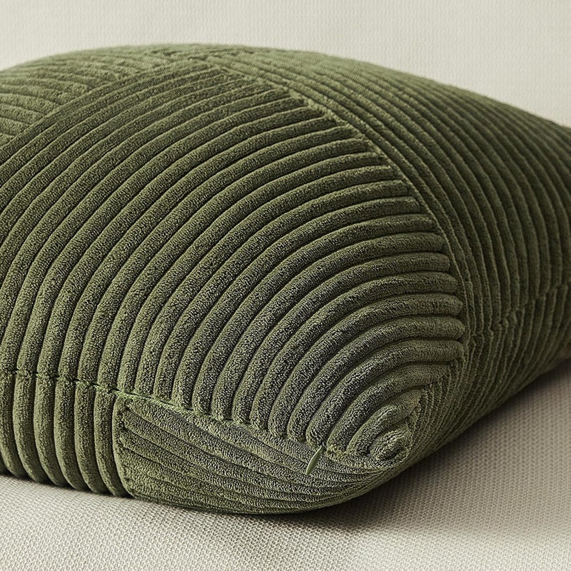 Ensemble de 2 housses de coussins décoratifs vert olive, housses de coussins en velours côtelé à rayures pour canapé, canapé, lit, décoration de maison Boho