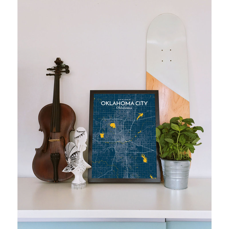 Oklahoma City Map 1 Piece Wall Art, 70cm H x 50cm W x 0.13cm D