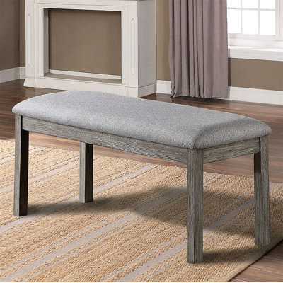 Dining Bench Padded Seat 1Pc Bench Kitchen Dining Room Wire-Brushed Finish