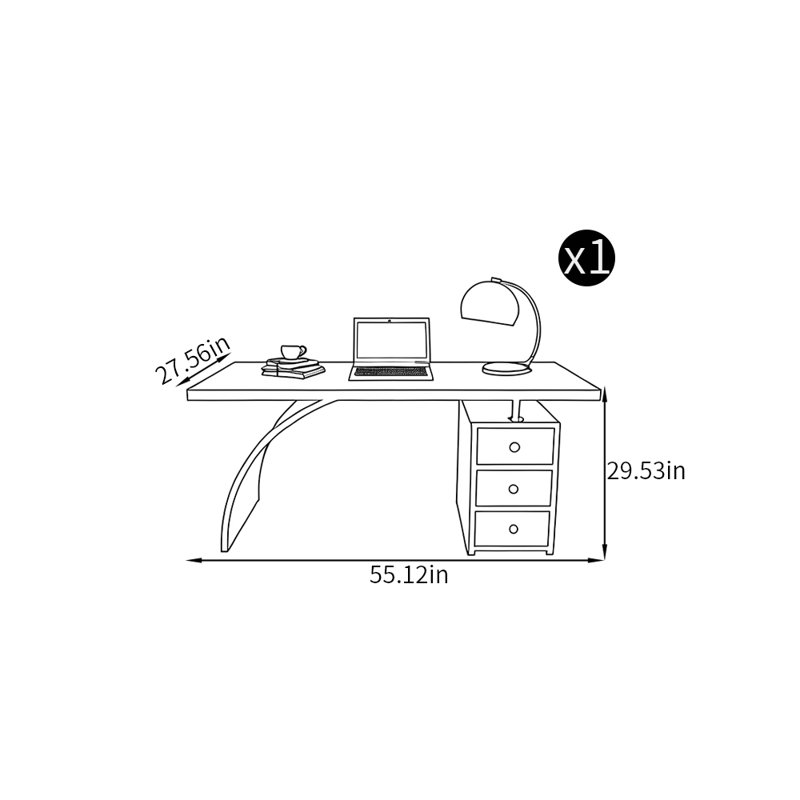 Bureau d'écriture Pinkney, H 29,53 po x l 55,12 po x P 27,56 po