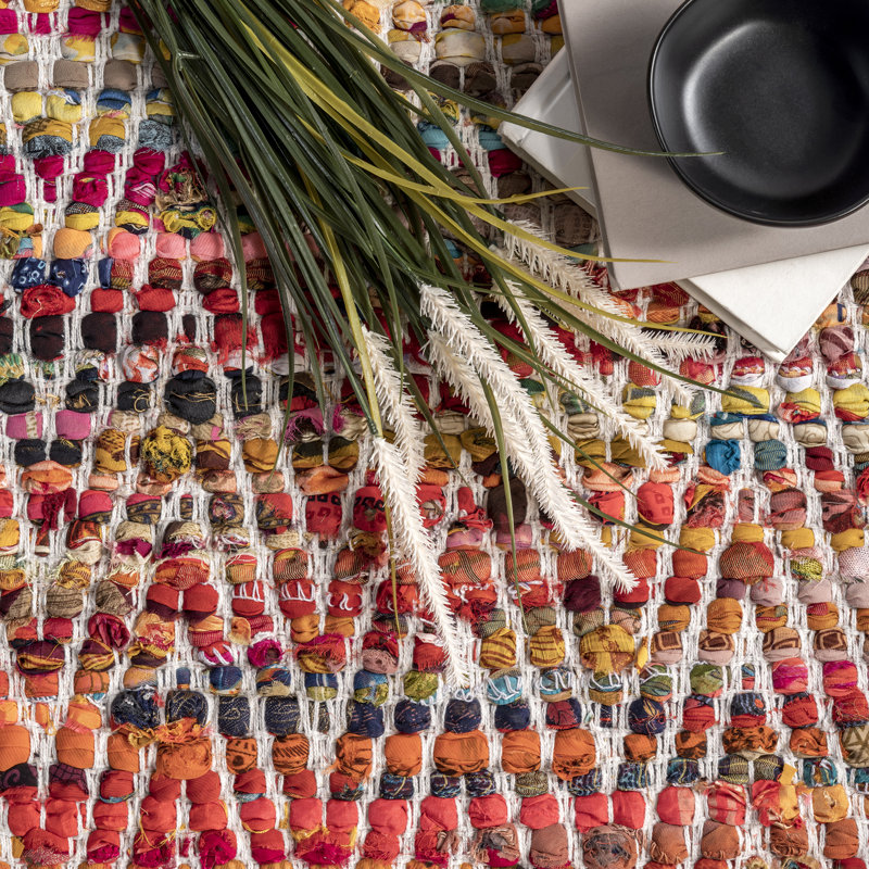 Tapis rouge / multicolore touffeté à la main Jymere, Rectangle 2 pi x 3 pi