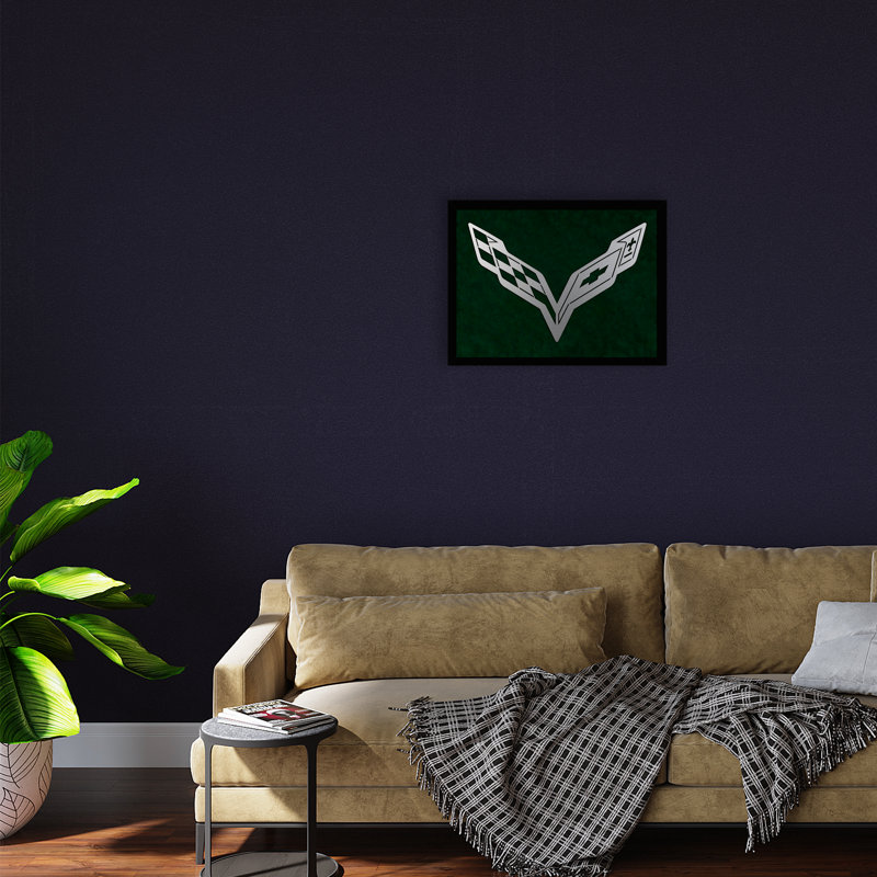 Corvette C7, reproduction d'art encadrée, Vert
