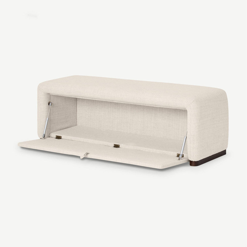 Minimalist Modern Front Flip Solid Wood Storage Ottoman