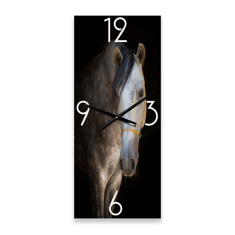 Portrait d'un cheval blanc - Horloge murale de ferme, Grand