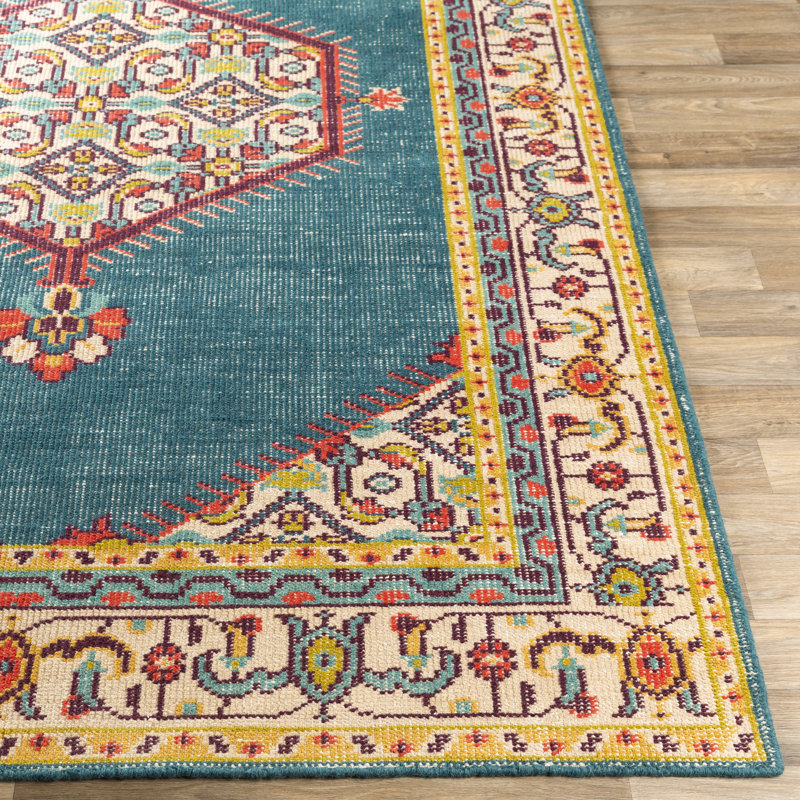 Tapis bleu sarcelle / rouge vif Elsea, Rectangle 2 pi x 3 pi