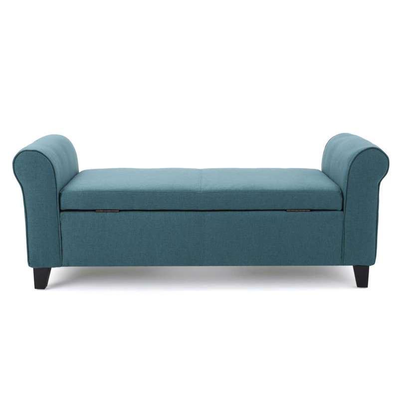 Banc de rangement rembourré Aisyah, Polyester bleu sarcelle 
