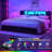 Kailynn Metal Bed Frame with Headboard, LED Lights and USB Ports, Large Storage Space-879657237-879657236