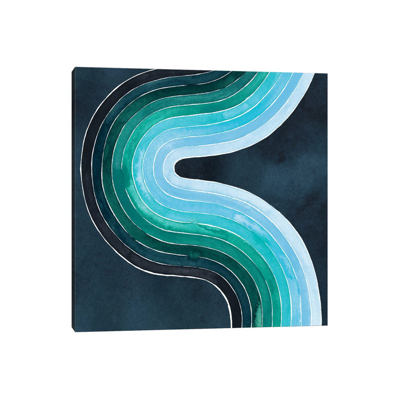 « Mid Century Current II » par Grace Popp-impression d’art graphique, H 26 po x l 26 po x P 1,5 po, Toile tendue