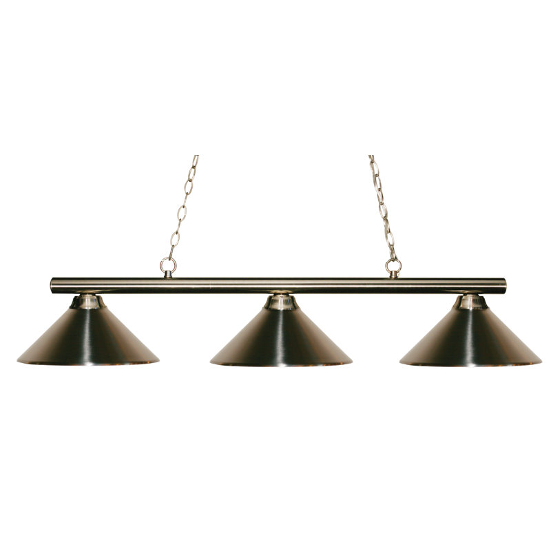Sharp Shooter 3 Light Billiard Pendant, Nickel brossé