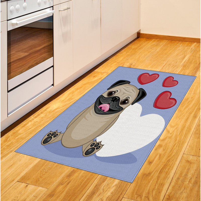Pug High Density Long Fiber Poly Threads Decorative Area Rug Carpet, Rectangle 4' x 5'8"