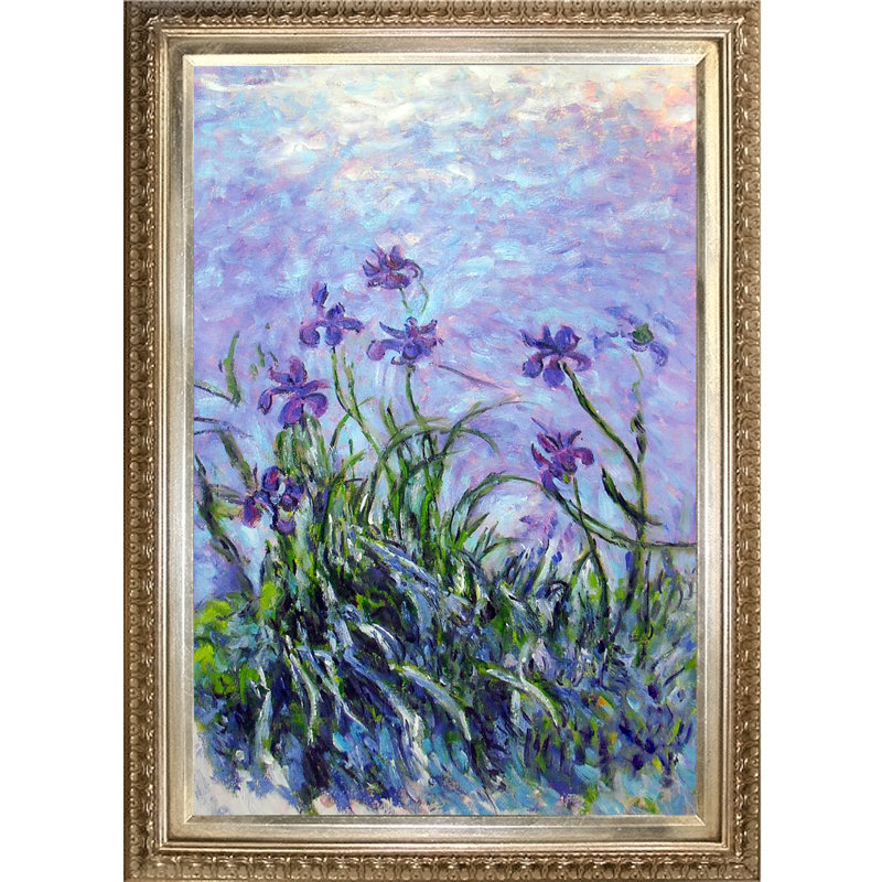 « lilas irises » par claude monet, peinture sur toile encadrée, Or, H 42 po x l 30 po x P 2 po
