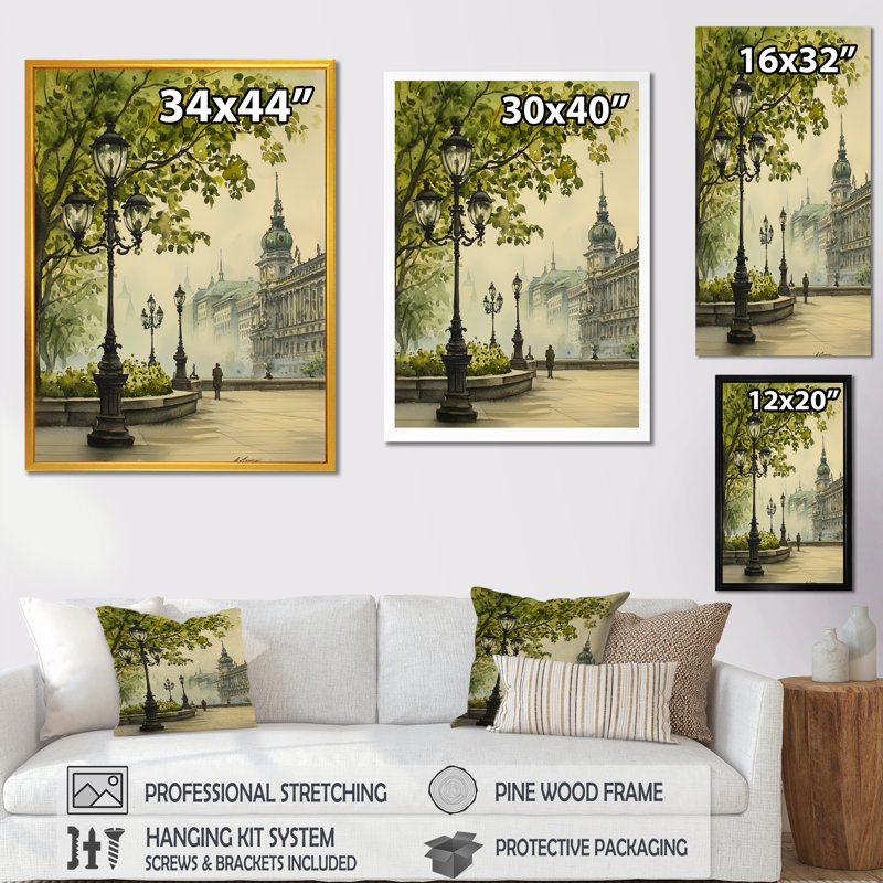 Vienna's Grand Imperial Architecture II - Vienna Wall Art Living Room, H 32 po x l 24 po, Floater Framed Print, Brown
