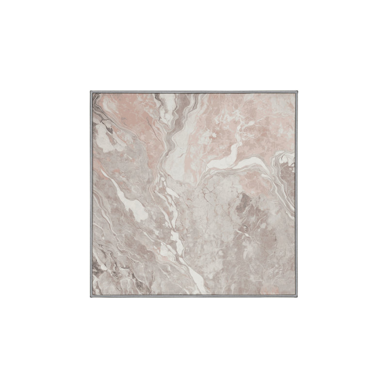 Machine Washable Gray Area Rug, Square 5'