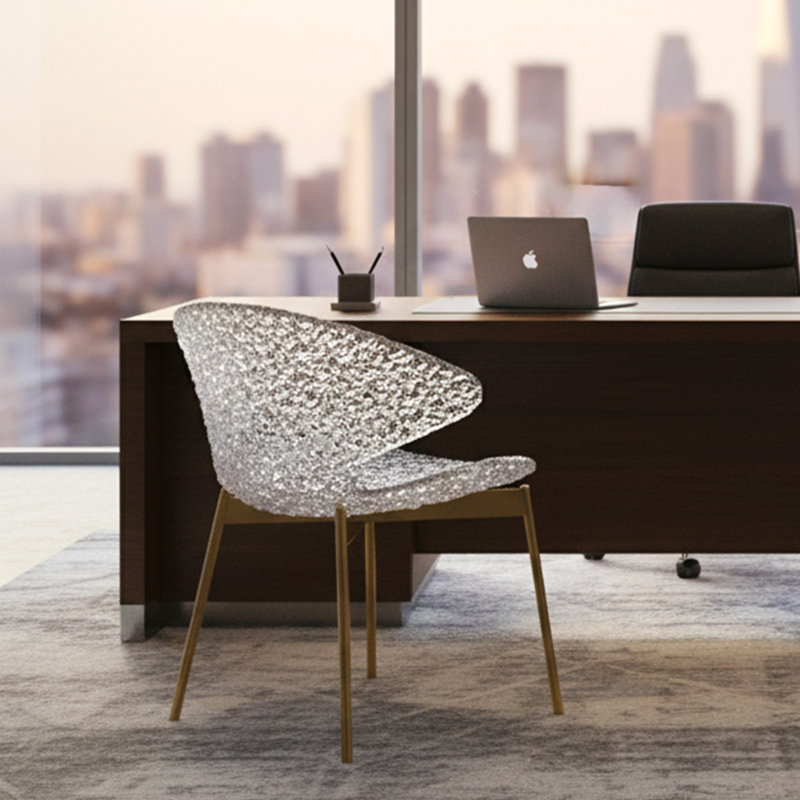 DAINTE Swan Chair Set of 6, Modern Curved Dining Chairs with Steel Legs for Dining Room, Office, Lounge and Reception Areas