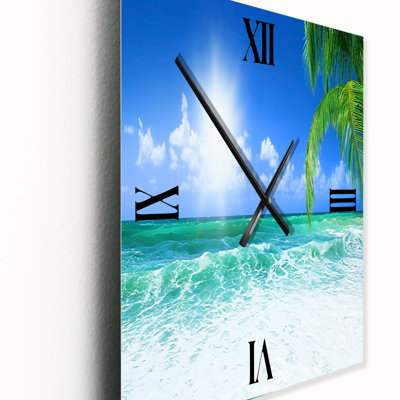 Beautiful Beach With Bright Sun - Beach  Metal Wall Clock