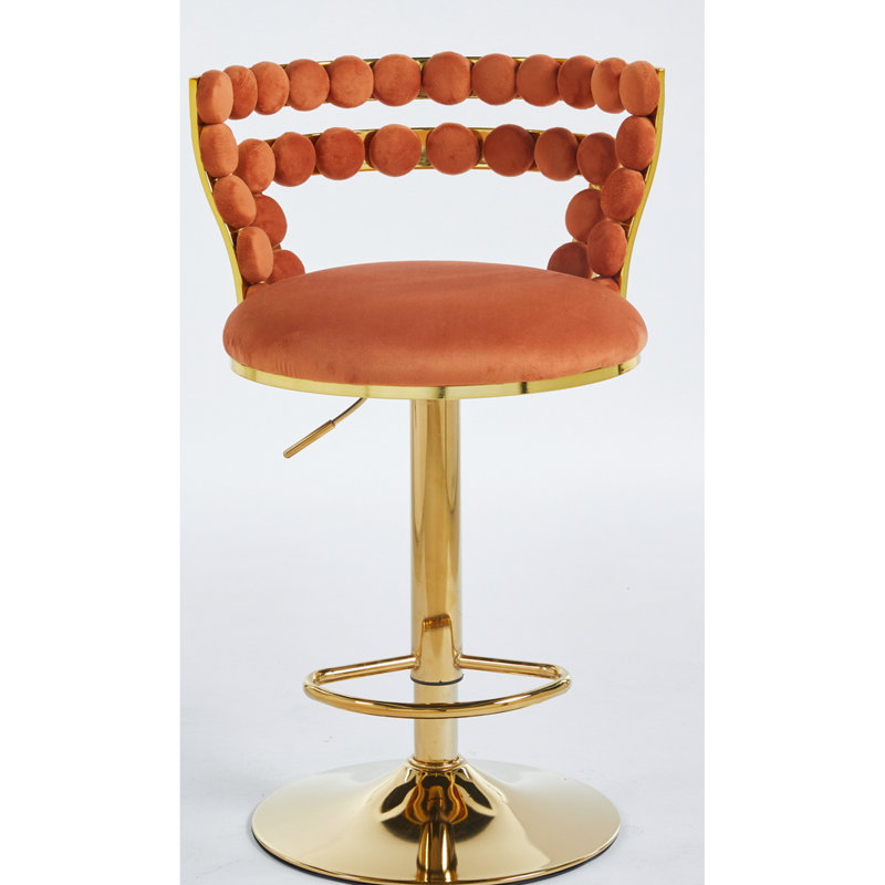 Tabourets de bar modernes dorés de 2 avec coussins moelleux et pieds robustes en métal pour différents environnements