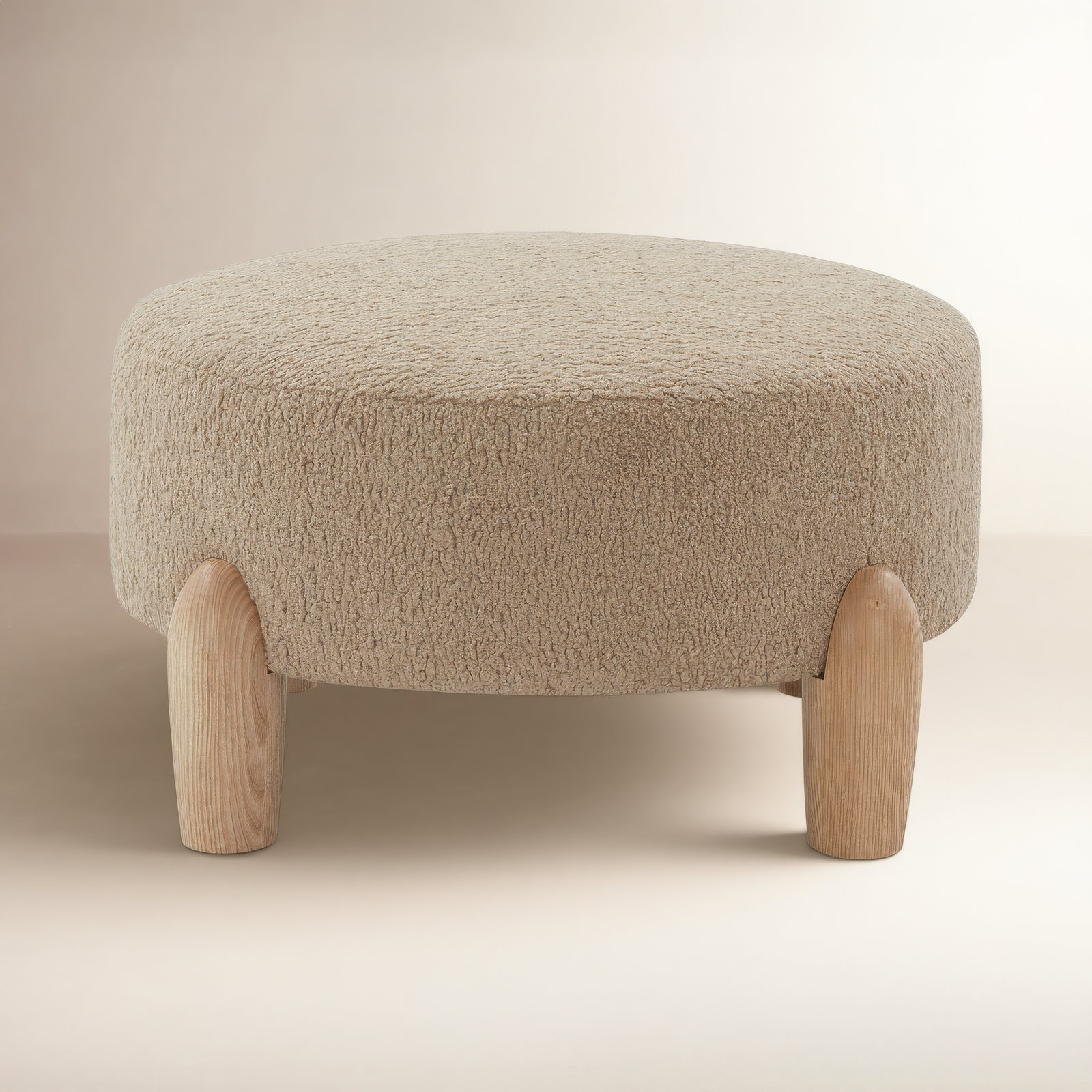 Geddes 30" Ottoman, Light Brown Sherpa, Brown