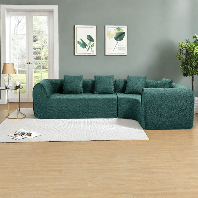 Canapés modulaires modernes en forme de L avec mousse de qualité supérieure, design de salon spacieux