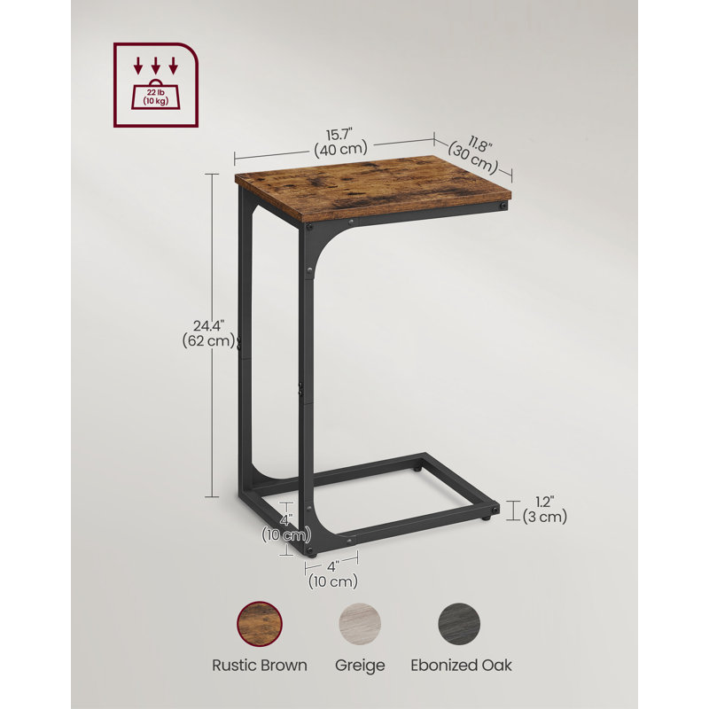 Alexann Sled End Table, Black, Rustic Brown