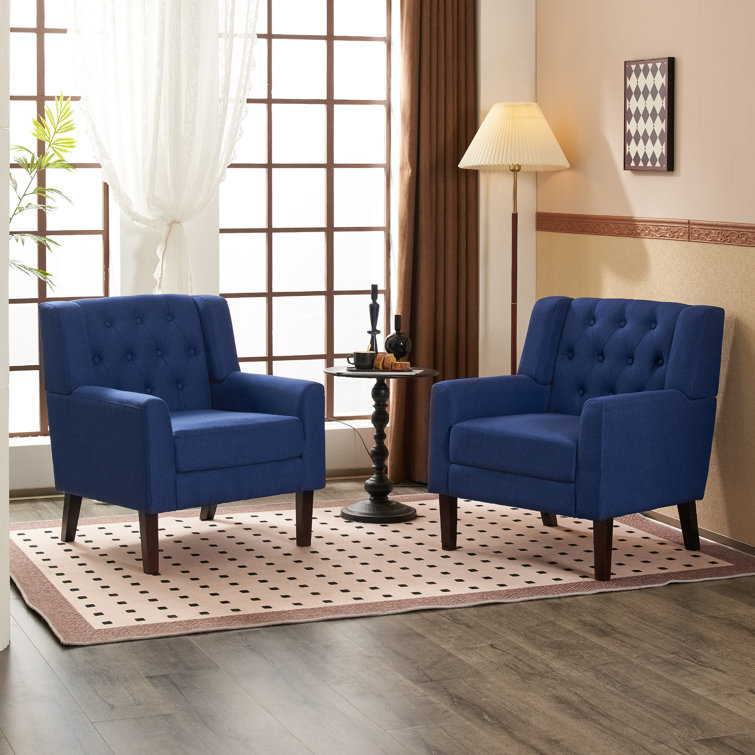 Bozhil Tufted Arm Chair - Blue  (Set of 2)