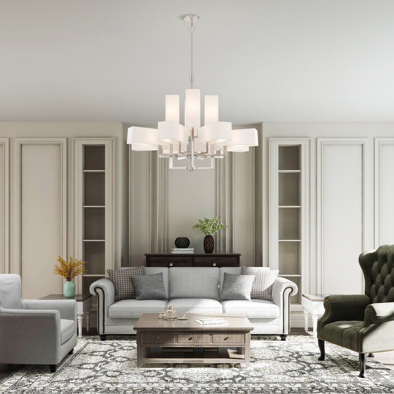 Azil 12 - Light Dimmable Chandelier, Brushed Nickel