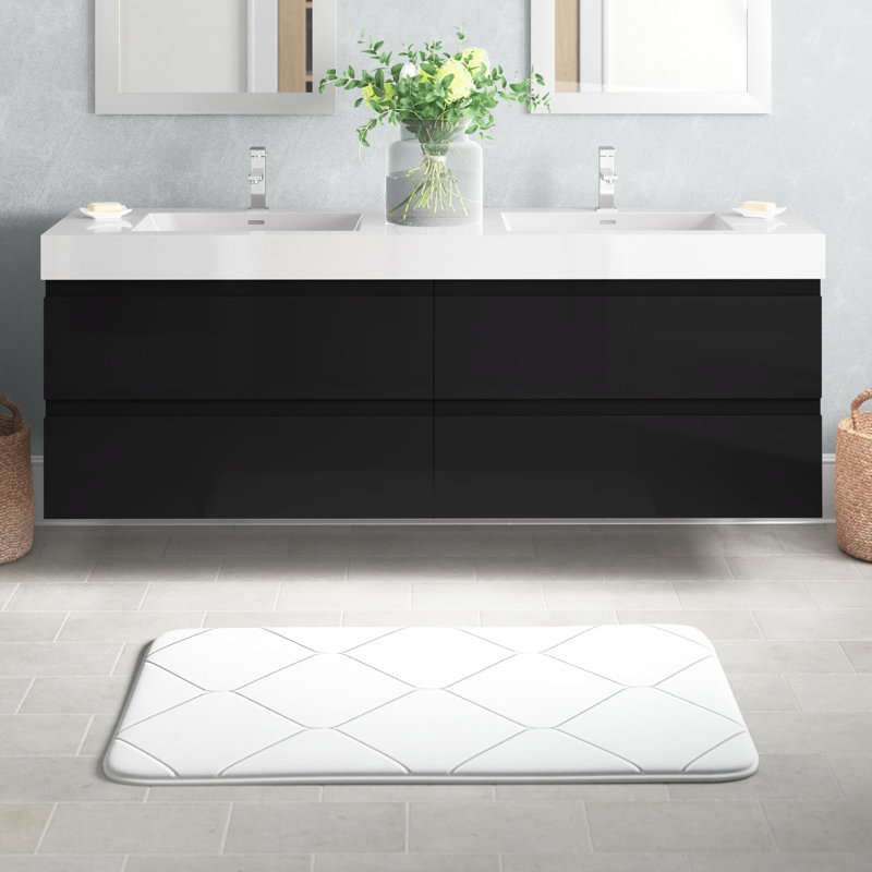 Hartsock Double Bathroom Vanity with Acrylic Top, Rich Black