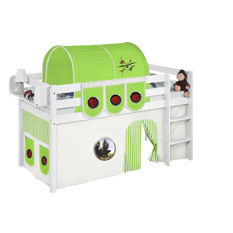 Dragons Mid Sleeper Bed, European Single (90 x 200 cm), Green