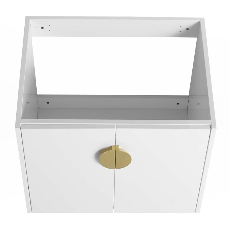 Meuble-lavabo à fermeture en douceur avec lavabo, Blanc, 24"