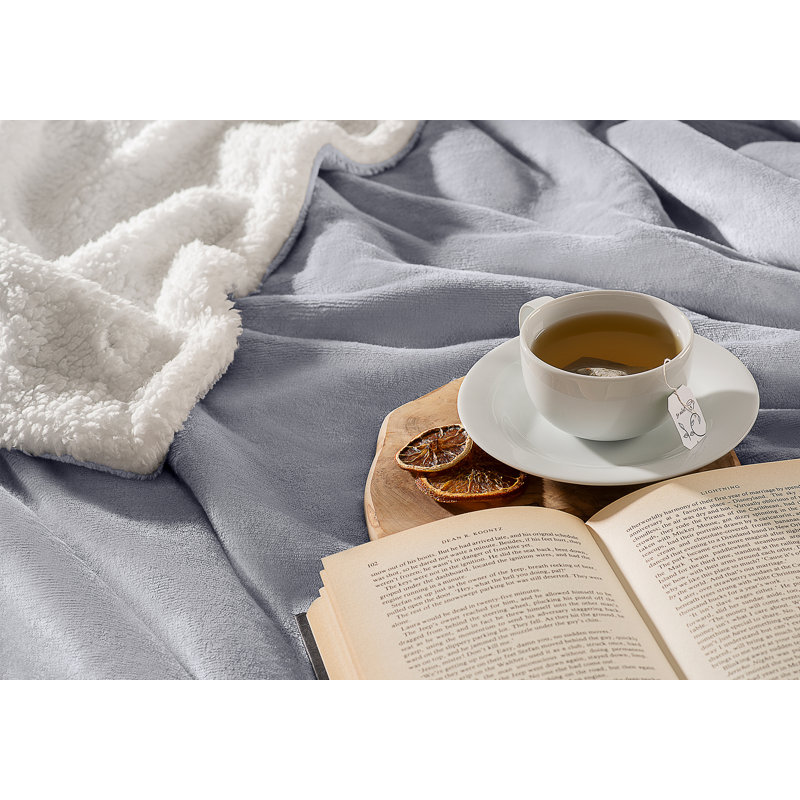 Sherpa Throw - Single Throw Blanket, W130 x L150cm, Silver Grey