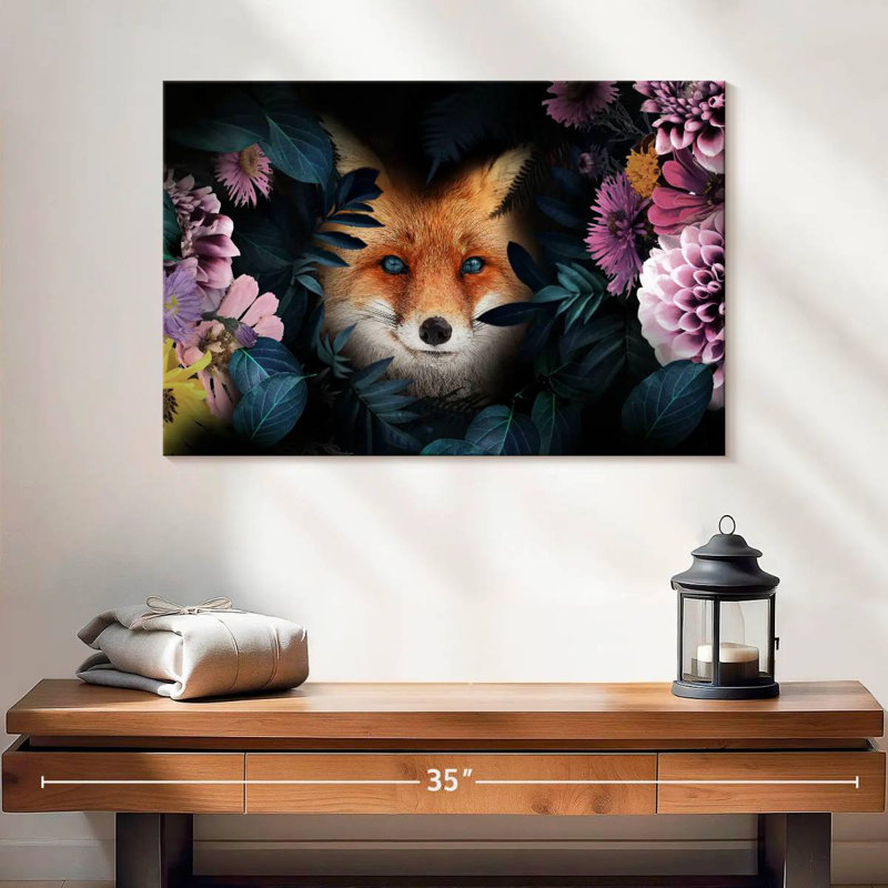 Brampt Floral Red Fox, 26" H x 39" W