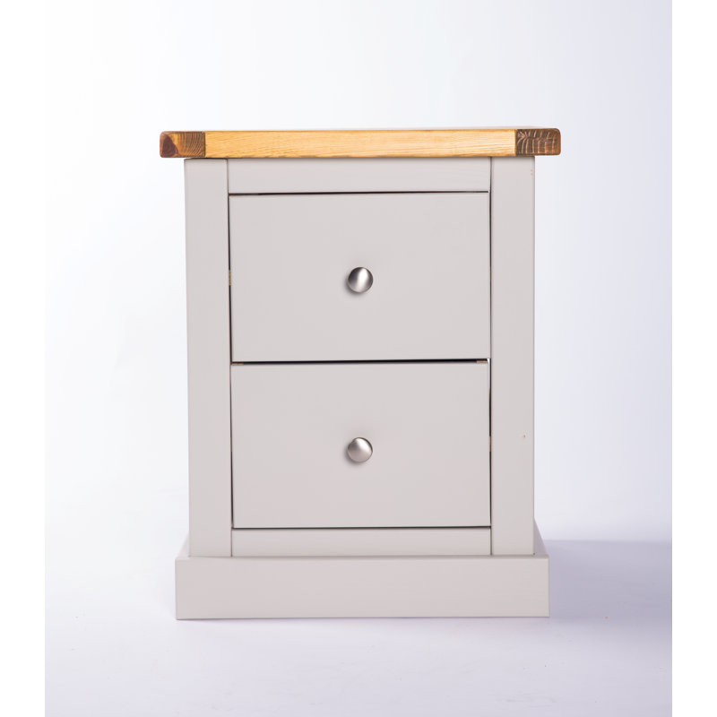 Enders 45 cm W Bedside Table, Grey/White, Silver