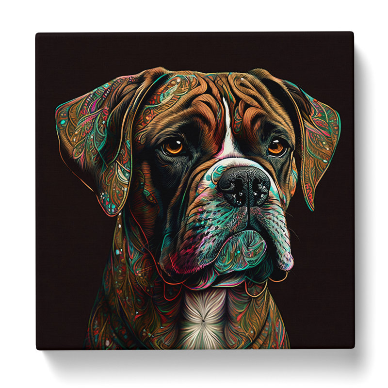 Boxer Dog Paisley - No Frame Print, 35cm H x 35cm W x 3cm D
