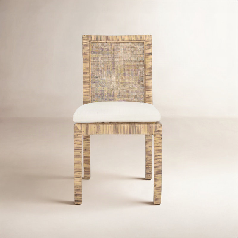 Chaise d'appoint Elaina, Blanc, Miel brun délavé