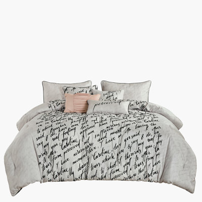 7-Piece King Comforter Set With Flocking Design, Soft Microfiber, 100% Polyester, All-Season Bedding Collection