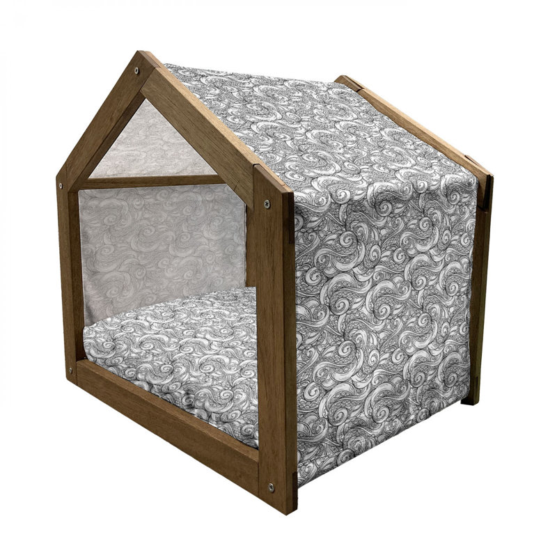 Niche pour chien en bois gris, H 22,44 po x l 23,62 po x P 17,72 po