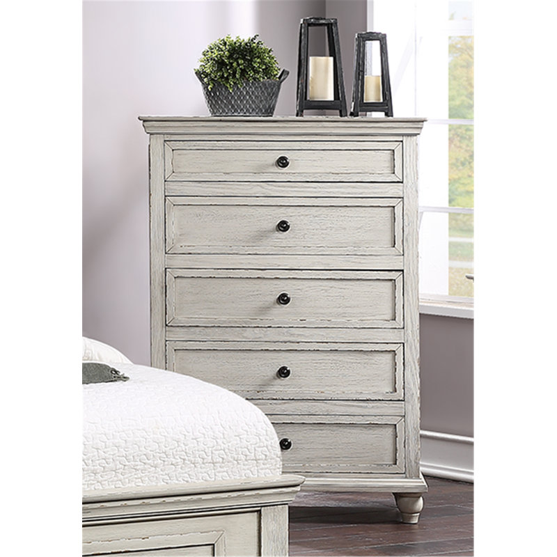 Maugansville 35'' W 5 - Drawer Dresser, White